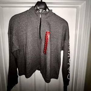 Calvin Klein Women's Half Zip Athletic Pullover Crop Sweatshirt XL ~ NWT